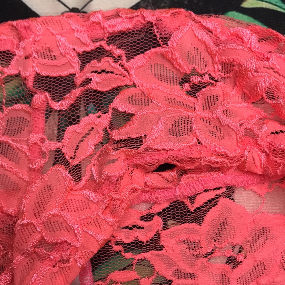 Delicate Illusions. Lacy. Shiny. Coral color intimate set. Lingerie - Picture 6 of 8